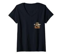 Women's Dinosaur Biker Ride Extinct T- Rex Vintage Motorcycle Art V-Neck T-Shirt
