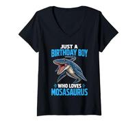 Women's Dinosaur Birthday Mosasaurus V-Neck T-Shirt