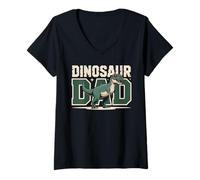 Women's Dinosaur Dad Dino Father V-Neck T-Shirt
