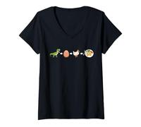 Womens Dinosaur Egg Chicken Nugget Evolution Chickennugget V-Neck T-Shirt