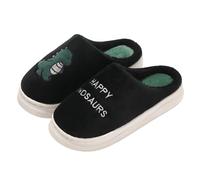 Womens Dinosaur Embroidered Slippers, Womens Dinosaur Enclosed Toe Slippers, Cute Fashion Sliders Comfortable Versatile Home Shoes Warmth Fleece Lined Sliders Breathable Thick Sole House Shoes