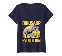 Women's Dinosaur Evolution Dino Chicken Trex Evolutionary V-Neck T-Shirt