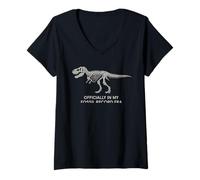 Women's Dinosaur Fossil Record Era Funny School Science V-Neck T-Shirt