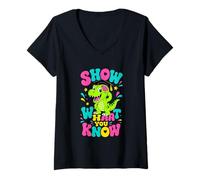 Women's Dinosaur Graduate Show Knowledge Retro V-Neck T-Shirt