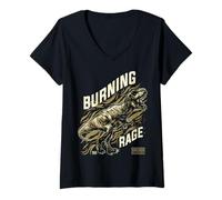 Womens Dinosaur I Rex Rage Wild Monsters Tyrannosaurus Dino V-Neck T-Shirt