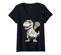 Women's Dinosaur Lacrosse Player T-Rex Lax Team V-Neck T-Shirt