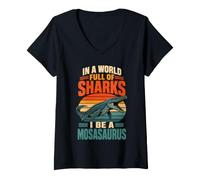 Women's Dinosaur Mosasaurus V-Neck T-Shirt