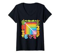 Womens Dinosaur Numbers for Math Lover a Dino Multiplication Square V-Neck T-Shirt