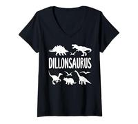 Womens Dinosaur T Rex Dillon Dillonsaurus Boys Dino Name V-Neck T-Shirt