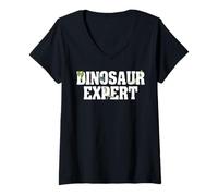 Womens Dinosaur Tees for Kids - Dinosaur Expert Funny Dino T Rex V-Neck T-Shirt
