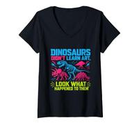 Women's Dinosaurs Didn't Learn Art Funny Drawing Teacher V-Neck T-Shirt