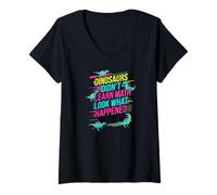 Women's Dinosaurs Didnt Learn Math Look What Happened to Them V-Neck T-Shirt