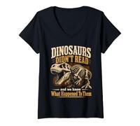 Women's Dinosaurs Didn't Read Funny Teacher Book Lover Gift V-Neck T-Shirt
