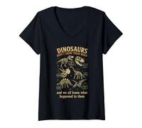 Women's Dinosaurs Didn't Show Their Work Funny Math Teacher Design V-Neck T-Shirt