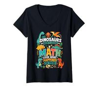 Women's Dinosaurs Hate Math Look What Happened to Them V-Neck T-Shirt