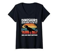 Womens Dinosaurs Never Went to The Vet Funny Clinic Workwear V-Neck T-Shirt