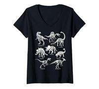 Women's Dinosaurs Skeleton Archaeology V-Neck T-Shirt