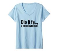 Women's Dio li FA e Non dovrebbe Citazione ironica minimalista V-Neck T-Shirt