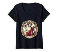 Women's Dionysus Greek Mythology God Wine V-Neck T-Shirt