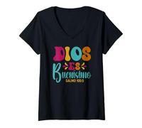 Womens Dios ES Buenísimo - Psalm 100:5 Spanish Bible Verse V-Neck T-Shirt