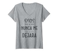 Womens Dios nunca me Deja, Providencia Divina, Siervo de Dios V-Neck T-Shirt