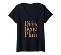 Women's Dios Tiene Un Plan Faith Motivation V-Neck T-Shirt