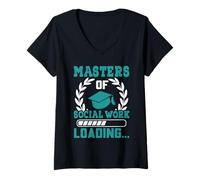 Womens Diploma Master of Social Work LODING Funny Passed V-Neck T-Shirt