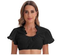 Women's Dirndl Blouse Black Dirndl Blouse Cap Sleeves Costume Blouse Lace with Ruffles Traditional Blouses Vintage Elegant Dirndl Blouses Costume Lace Blouse Bavarian Outfit Costume Fashion for