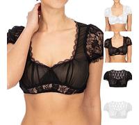 Women's Dirndl Blouse Black Dirndl Blouse Lace Costume Blouse Puff Sleeves Transparent Simple Traditional Blouses Elegant Dirndl Blouses Costume Lace Blouse Bavarian Outfit Costume Fashion for