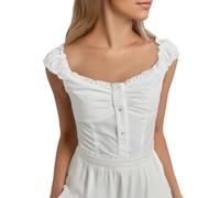 Women's Dirndl Blouse, Cap Sleeves, Dirndl Blouse for Buttons, Traditional Blouse, Long Slim Fit, Simple Traditional Blouse, Elegant Dirndl Blouse, Traditional Lace Blouse, Bavarian Outfit, Costume