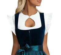 Women's Dirndl Blouse Cap Sleeves Dirndl Blouse White Costume Blouse for Buttons Simple Costume Blouses Elegant Dirndl Blouses Costume with Ruffles Lace Blouse Bavarian Outfit Costume Fashion for