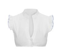 Women's Dirndl Blouse, Cap Sleeves, Dirndl Blouse, White, Stand-Up Collar, Costume Blouse, Sexy V-Neck Dirndl Blouses with Buttons, Simple Costume Blouses for Oktoberfest Women's Outfit