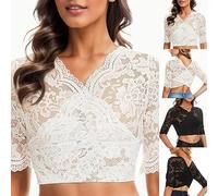 Women's Dirndl Blouse Lace Dirndl Blouse with V Neck Costume Blouse White/Black Short Sleeve Simple Traditional Blouses Elegant Dirndl Blouses Costume Lace Blouse Bavarian Outfit Costume Fashion for