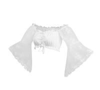 Women's Dirndl Blouse, Off-the-Shoulder Dirndl Blouse, White Costume Blouse, Lace Batwing Sleeves, Simple Traditional Blouse, Elegant Dirndl Blouses, Traditional Lace Blouse, Bavarian Outfit, Costume