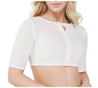 Women's Dirndl Blouse Women's Lace Costume Blouse Women's White Dirndl Blouse White for Buttoned Half Sleeve Costume Blouses Dirndl Blouses Lace Blouse Costume Outfit Bavarian Costume Fashion for