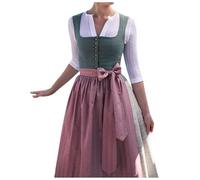 Women's Dirndl Dirndl Dress, Traditional Long Dress, Traditional Dirndl Dress with Lace Apron, 2-Piece Elegant Bavarian Costume, Fashion Oktoberfest, light green, M
