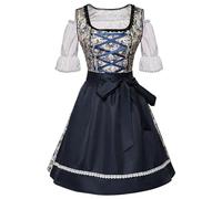 Women's Dirndl Dress Dark Blue with Lace Apron 2 Piece Elegant Bavarian Outfit Modern Traditional Traditional Dress for Oktoberfest