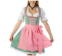 Womens Dirndl Dress Oktoberfest Outfit 2 Pieces A-Line Dress Apron Carnival Dirndl Bavarian Costumes Fancy Dress Outfit Traditional Costume for German Beer Carnival Oktoberfest Party (Green, S)