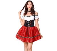 Women's Dirndl Dress Red Women's Dirndl for Without Apron Short Dirndl Dress Lacing Shoulderless Dirndl Dresses Cheap Costume Outfit Costume Fashion Costume Skirt Dirndl Complete Sets for Oktoberfest