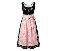 Women's Dirndl Dress Sleeveless Oktoberfest Bavarian Costume | Classic Bavarian Dirndl with Floral Print and Midi Skirt. Multiple Pattern Options for Festivals and Themed Occasions.
