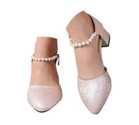 Women's Dirndl Shoes Traditional Shoes with Heel Elegant and Comfortable Dance Shoes Block Heel Wide H Heel Shoes Oktoberfest Outfit Pumps Leisure High Heels Strappy Pumps, O Rosa, 8 UK