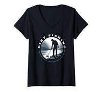 Women's Dirt Fishing Metal Detecting River Hunter Hobby V-Neck T-Shirt