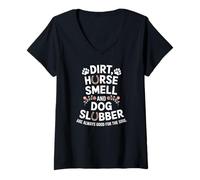 Womens Dirt Horse Dog Slobber Farm Living Feels Great for Soul V-Neck T-Shirt