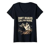 Women's Dirt Roads Call You Home Mountain Biking Adventure V-Neck T-Shirt
