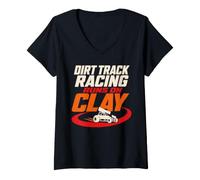 Women's Dirt Track Racing Dirt Track Driver Pit Crew Gift V-Neck T-Shirt