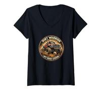 Women's Dirt Warrior Off Road Legend Lifted Truck Graphic V-Neck T-Shirt