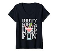 Womens Dirty Girls Have More Fun Martini Time Party Olives Matching V-Neck T-Shirt