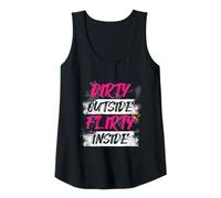 Womens Dirty Outside Flirty Inside Muddy Race Mud Run Tank Top