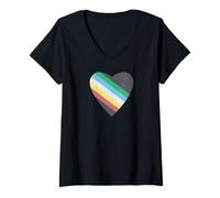 Womens Disability Pride Flag In A Heart Shape - Disability Pride V-Neck T-Shirt