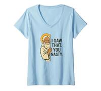 Womens Disapproving God Funny Meme I Saw That You Nasty Design V-Neck T-Shirt